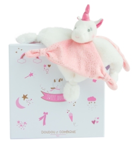 Doudou Licorne Rose